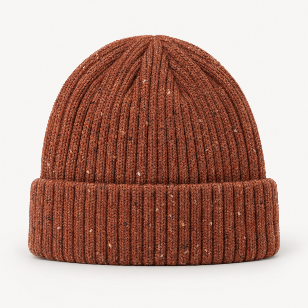 Rust Flecked Rib-Knit Beanie — product view