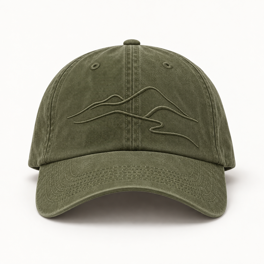 Washed Olive Contour Stitch Baseball Cap — product view