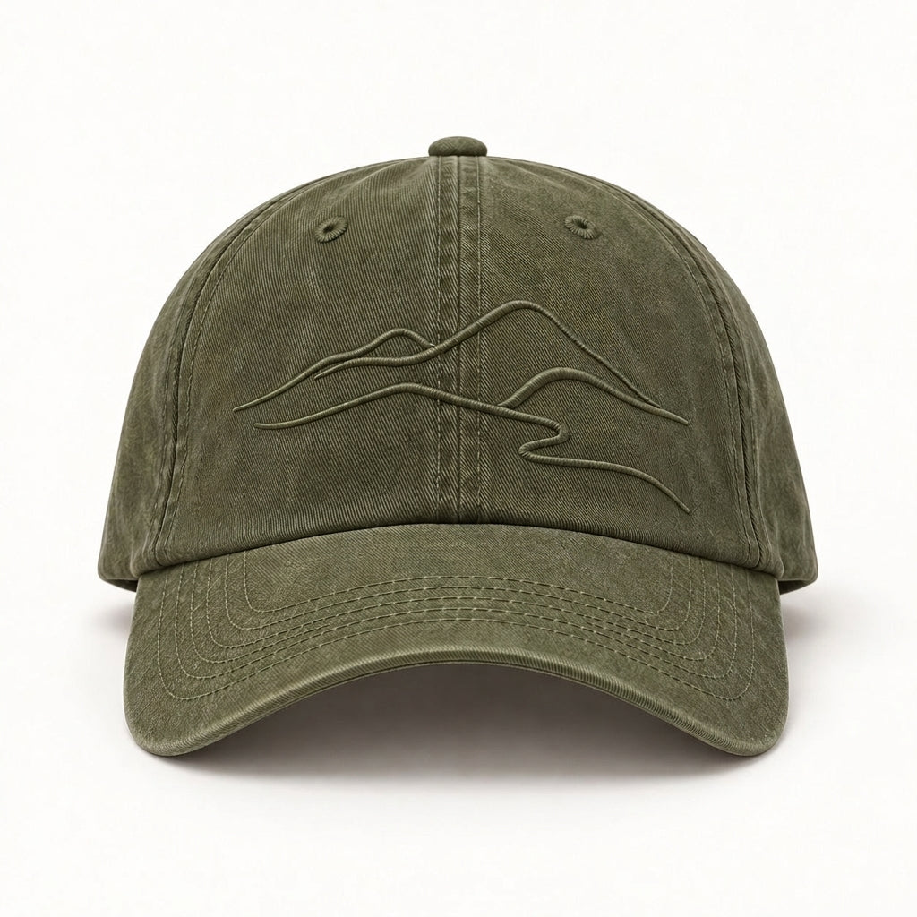 Washed Olive Contour Stitch Baseball Cap — alternate view