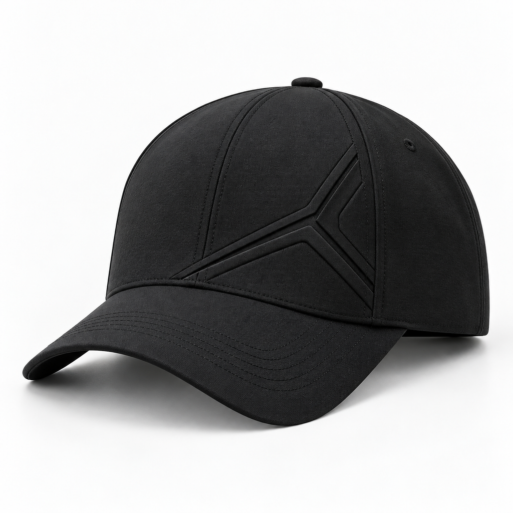 Black Sculpted Linework Baseball Cap — product view