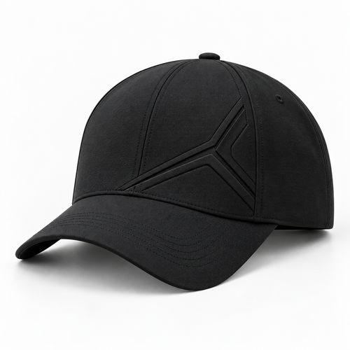 Black Sculpted Linework Baseball Cap — product view
