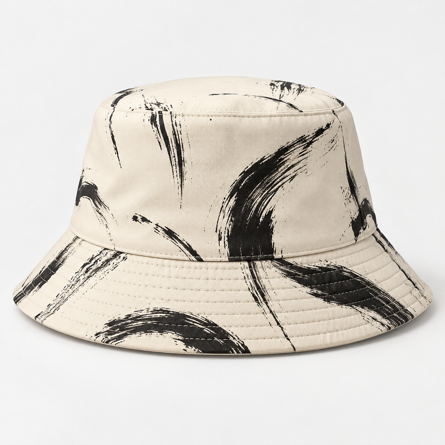 Ivory Ink-Brush Canvas Bucket Hat