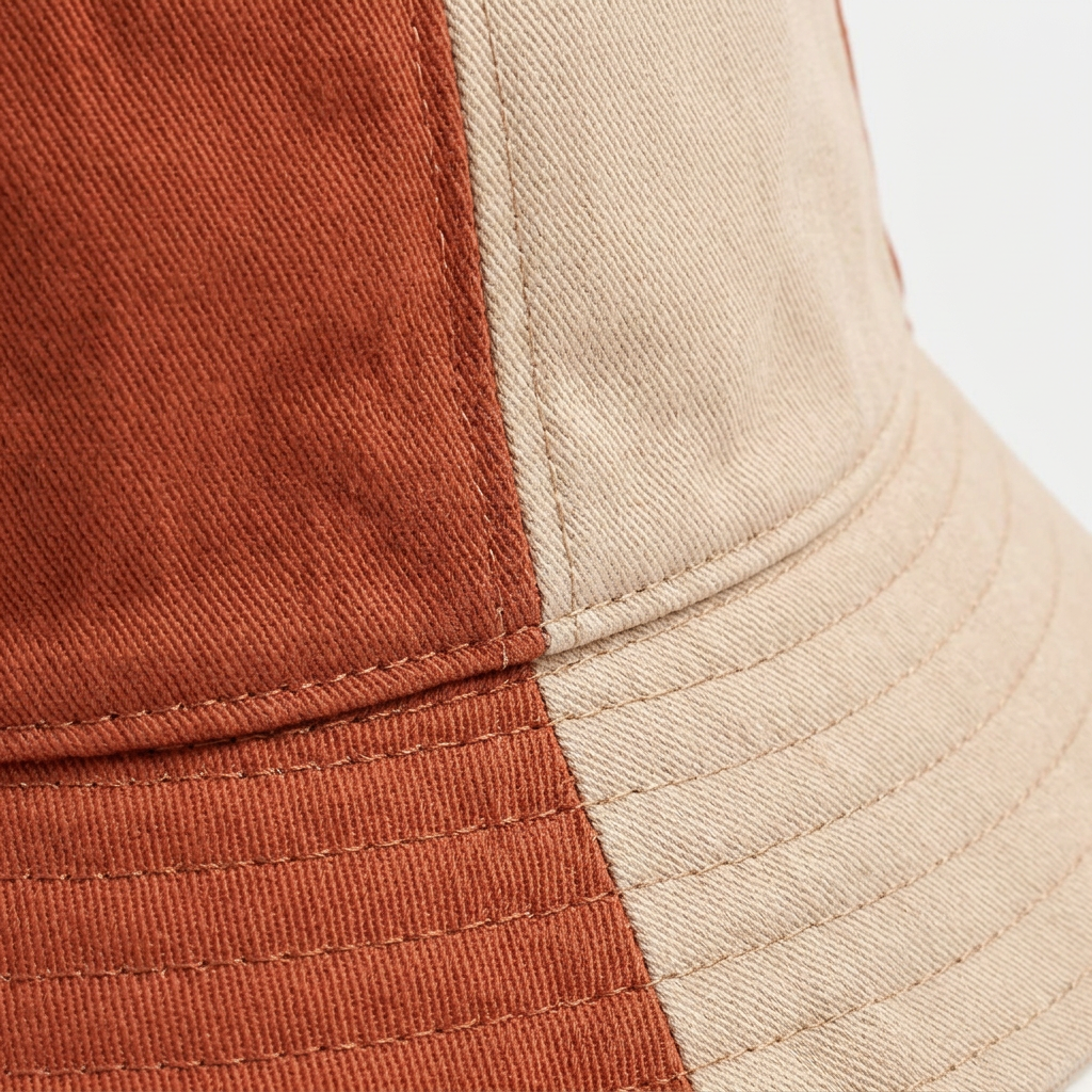 Terracotta & Sand Color-Block Bucket Hat — detail view