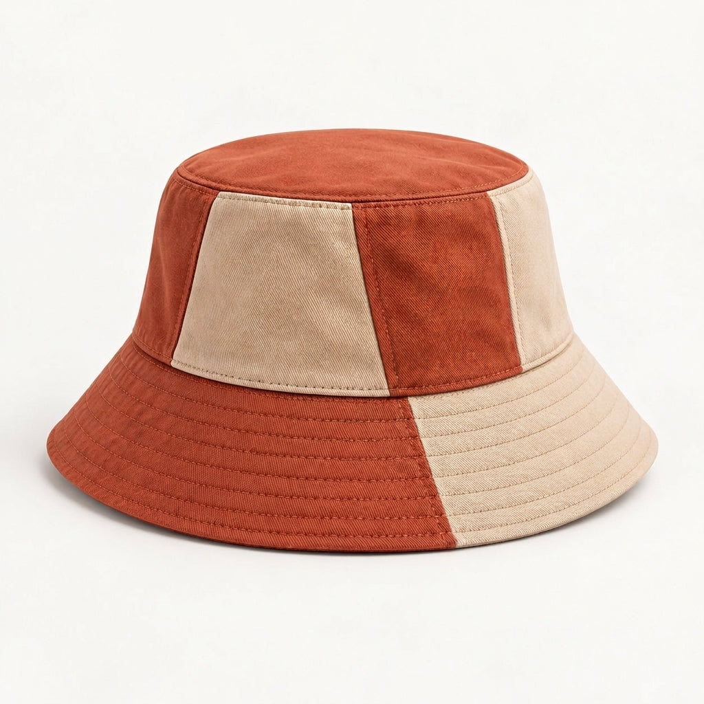Terracotta & Sand Color-Block Bucket Hat — alternate view