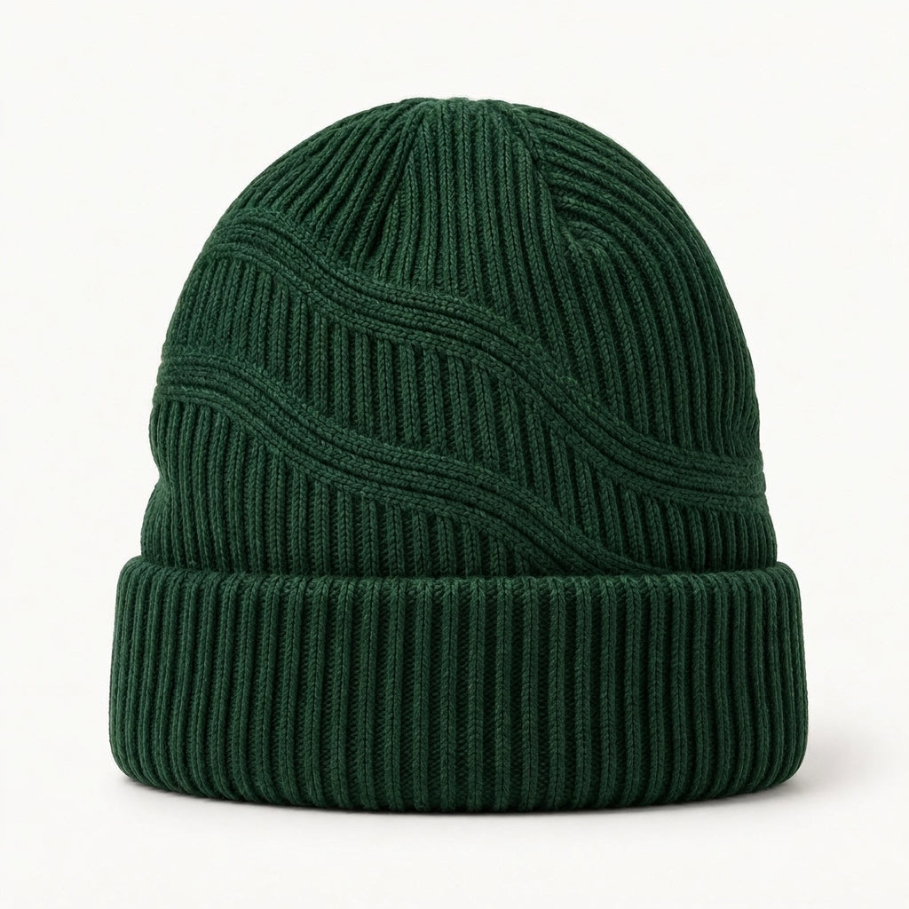Forest Green Wave-Knit Beanie — alternate view